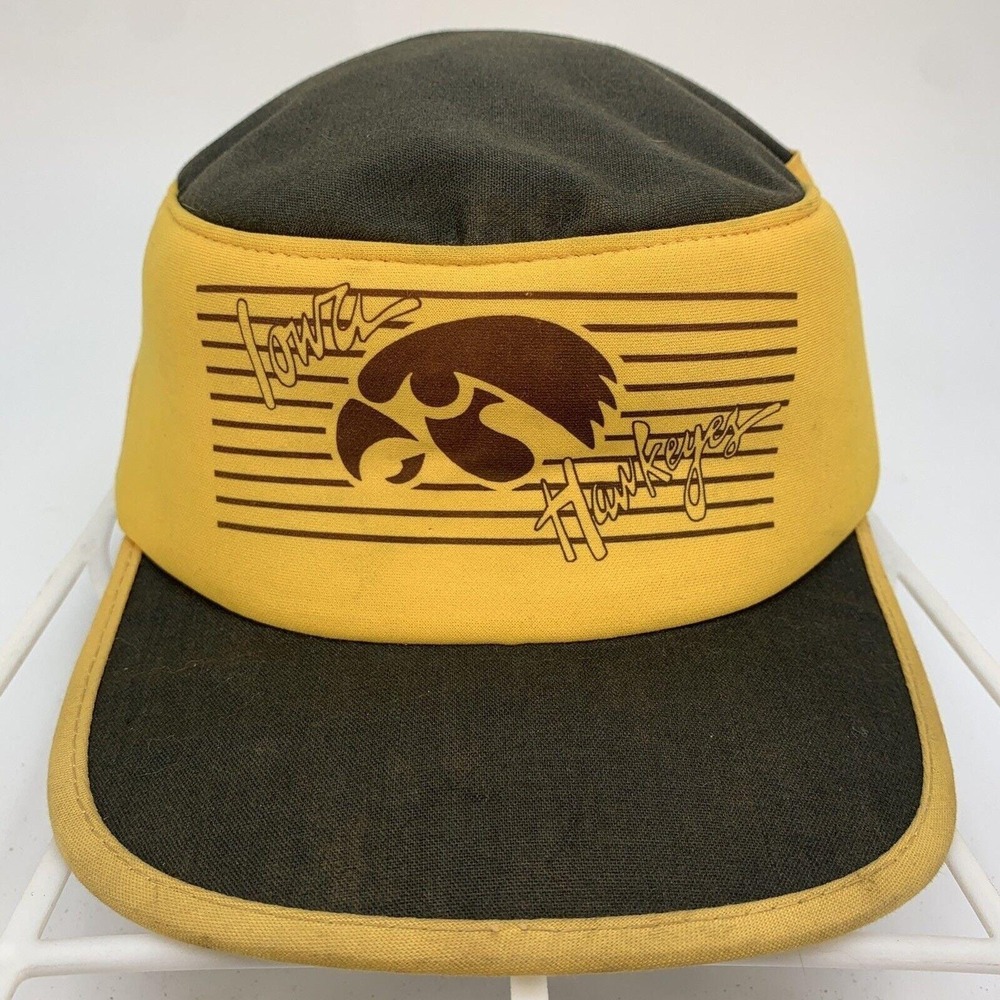 Vintage Iowa Hawkeyes Yellow Black‎ Mesh Painter Snapback Hat Youngan